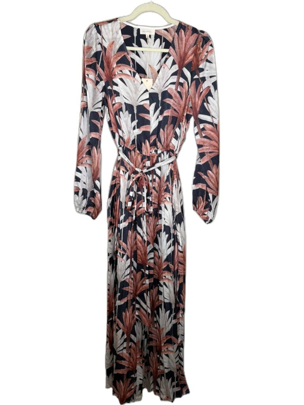 Melloday Botanical Pleated Maxi Dress – Navy Multi – Small – NWT - Picture 2 of 15